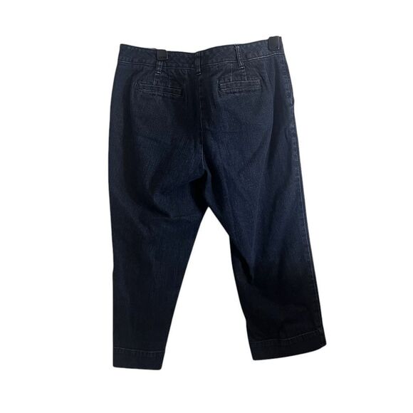 Talbots Womens Capri Jeans 12P Dark Wash Button Waist - Picture 2 of 4